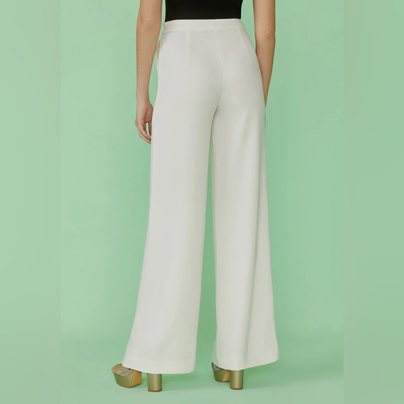 ModCloth Business Officewear High Waisted Wide-Leg Cream Trousers Pants Sz 14 - Picture 4 of 5